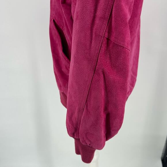 Vintage Mixed Blues Leather Bomber Jacket Barbie Pink Floral Lining Retro Small - Picture 6 of 14